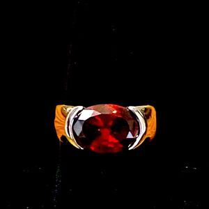 Silver Oval Garnet Gemstone Ring NEW